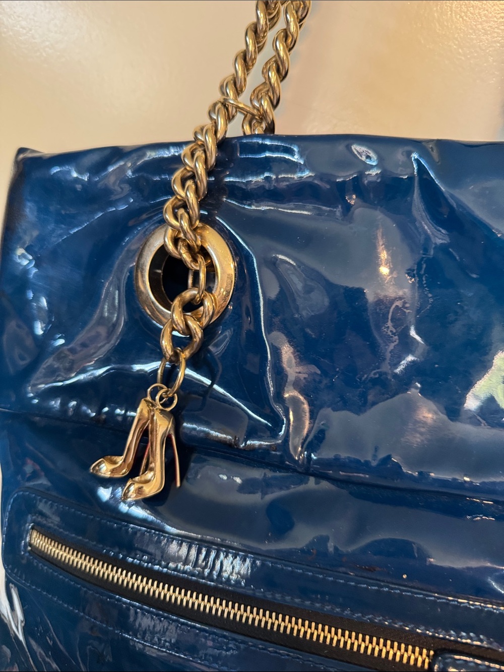 HTF Christian Louboutin Cyclope Patent Leather Chain Tote Bag - Picture 10 of 16